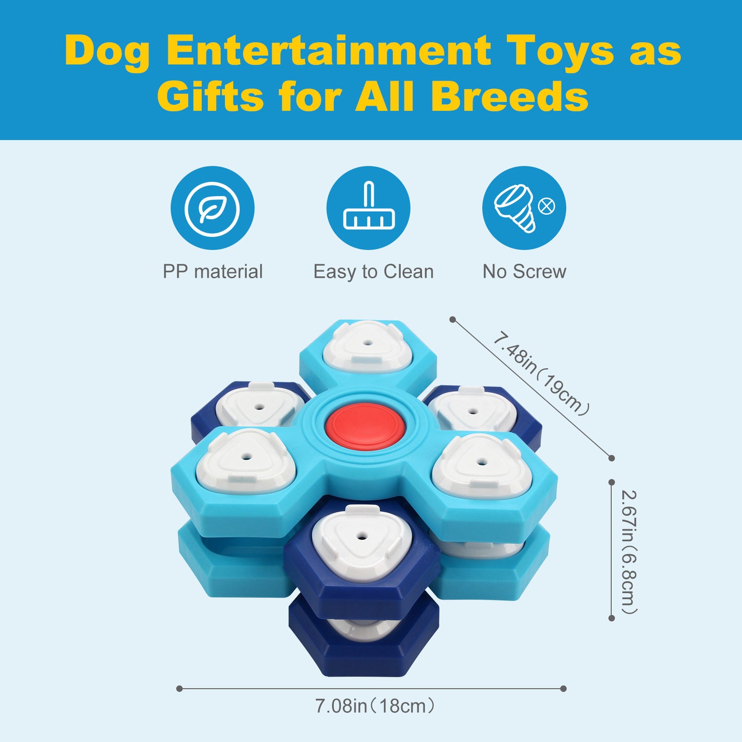 Dog using 4-layer slow feeder bowl for enrichment and slow eating dimensions