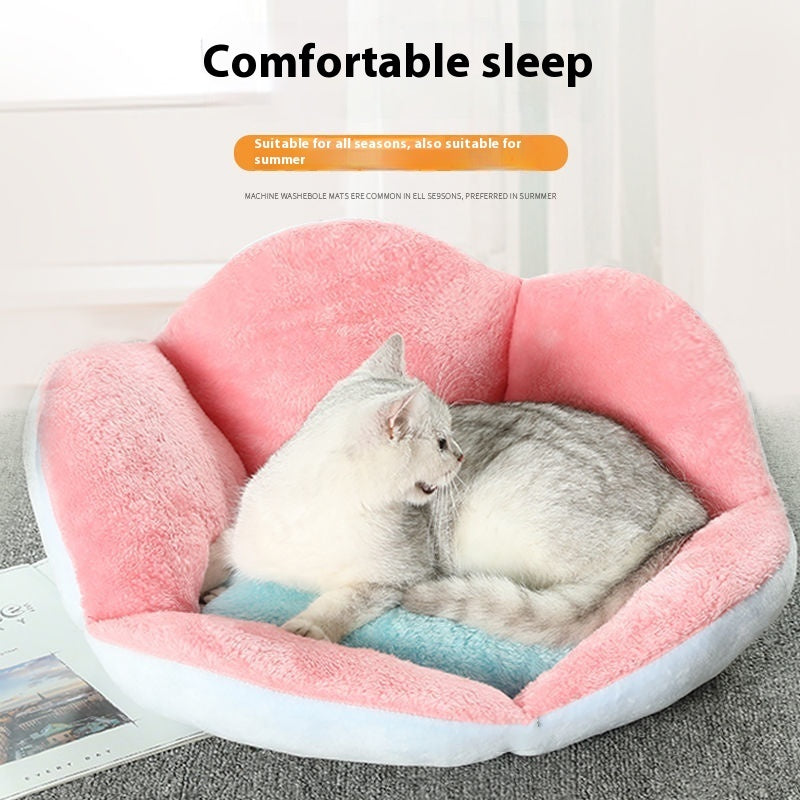 Cozy Pet Bed for Dogs and Cats Pink cat sleeping well confortable sleep suitable for all season