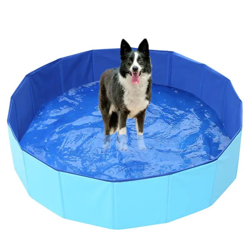 Foldable Dog Pool – Large Pet Swimming and Bathing Supplies. - blue variant Happy Pets