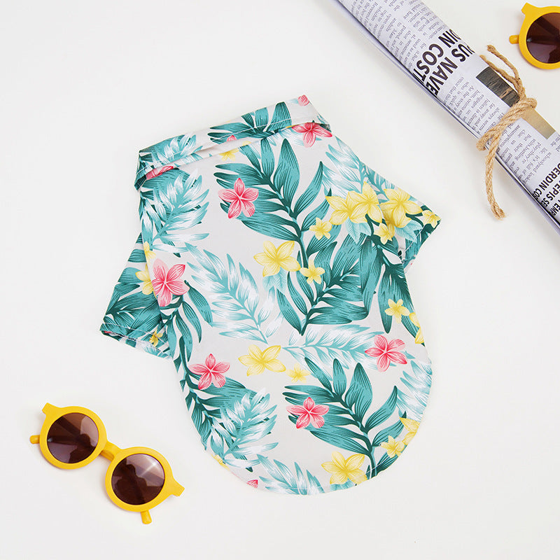 Pomegranate blossom Hawaiian Pet Shirt for Dogs and Cats with a vibrant tropical design, perfect for summer and keeping your pet stylish and comfortable.