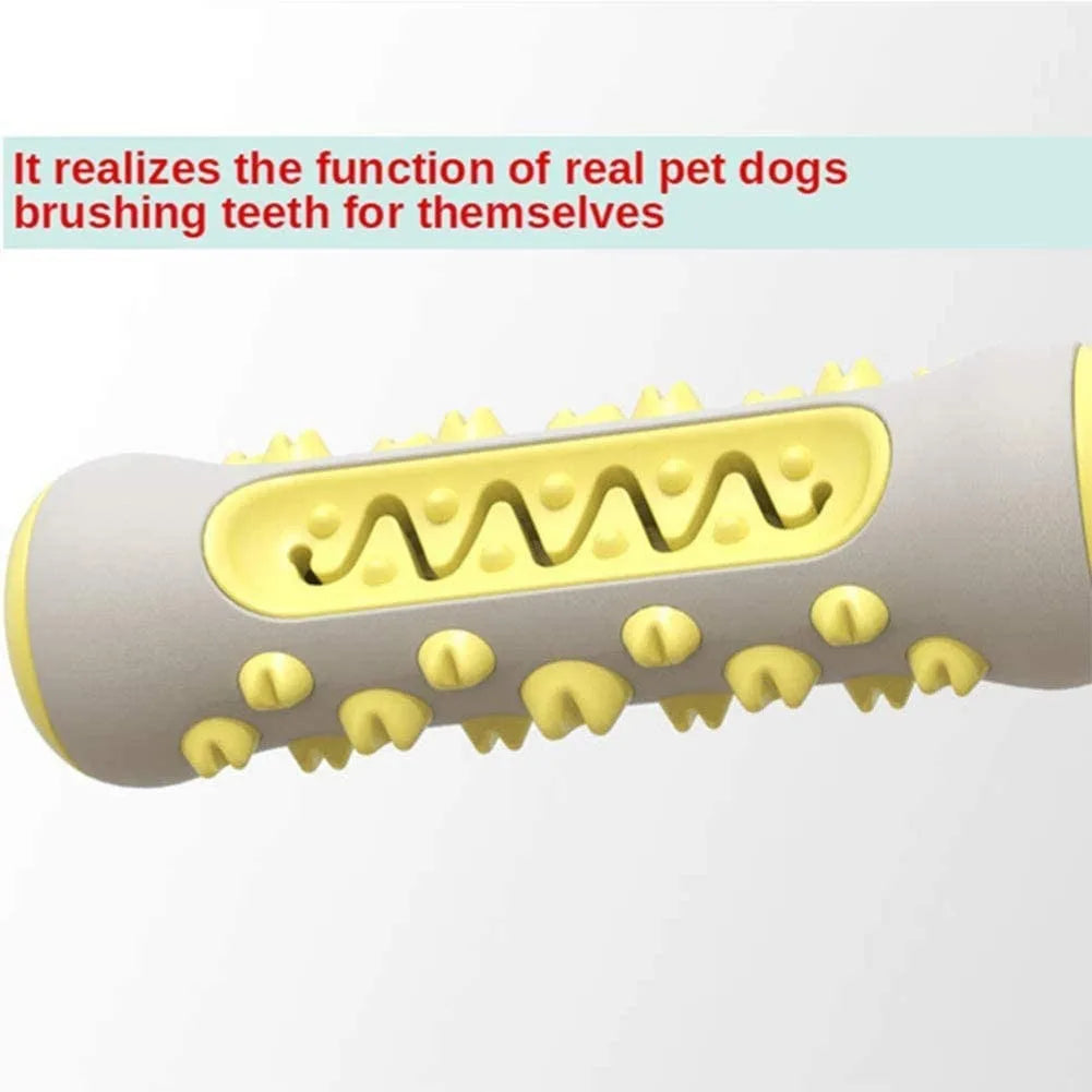 Yellow variant of the Dog Dental Chew Toy, designed with raised particles to help clean teeth, remove tartar, and strengthen the jaw while providing a fun chewing experience for dogs.