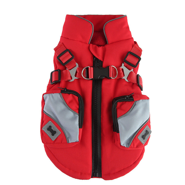 Red Winter Cotton Dog Jacket perfect for chilly weather and stylish comfort