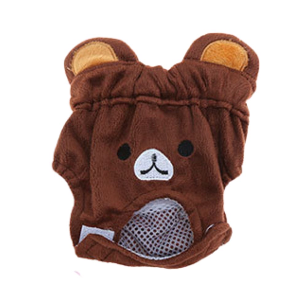 Brown bear-themed Reusable Dog Diapers with ears on a white background