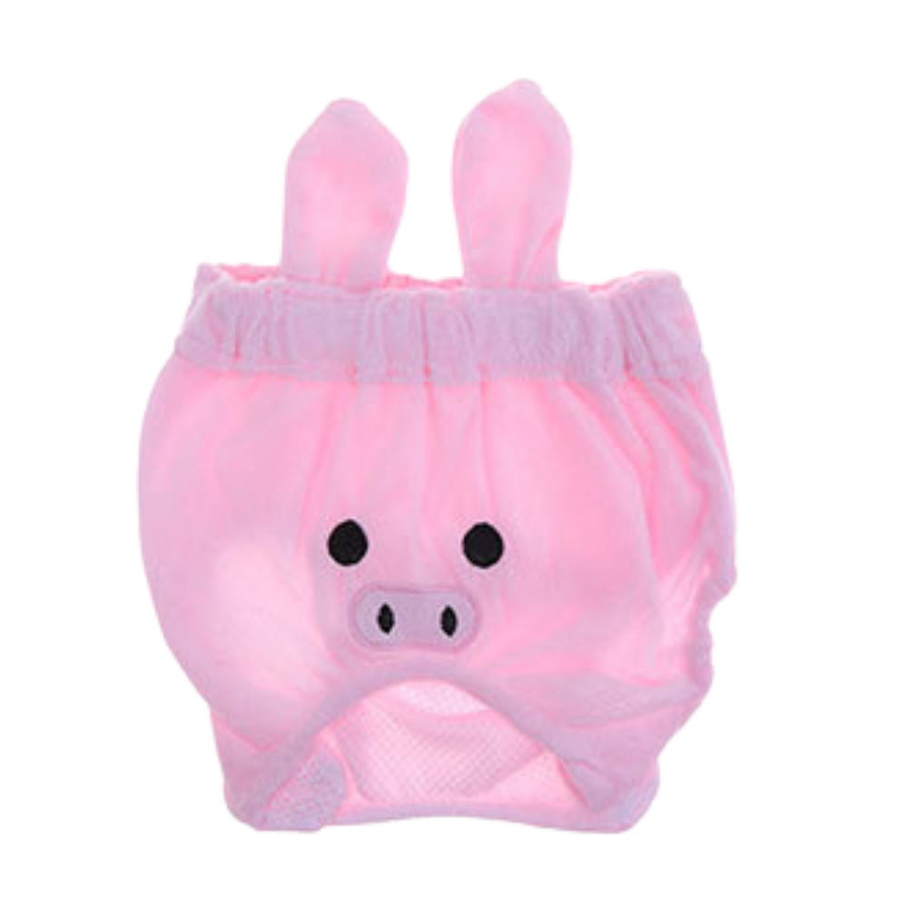 Pink cartoon-style Reusable Dog Diapers with bunny ears on a white background