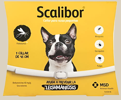 Front view of the Scalibor Flea & Deworming Collar for puppies, showcasing its adjustable fit and design for effective pest control