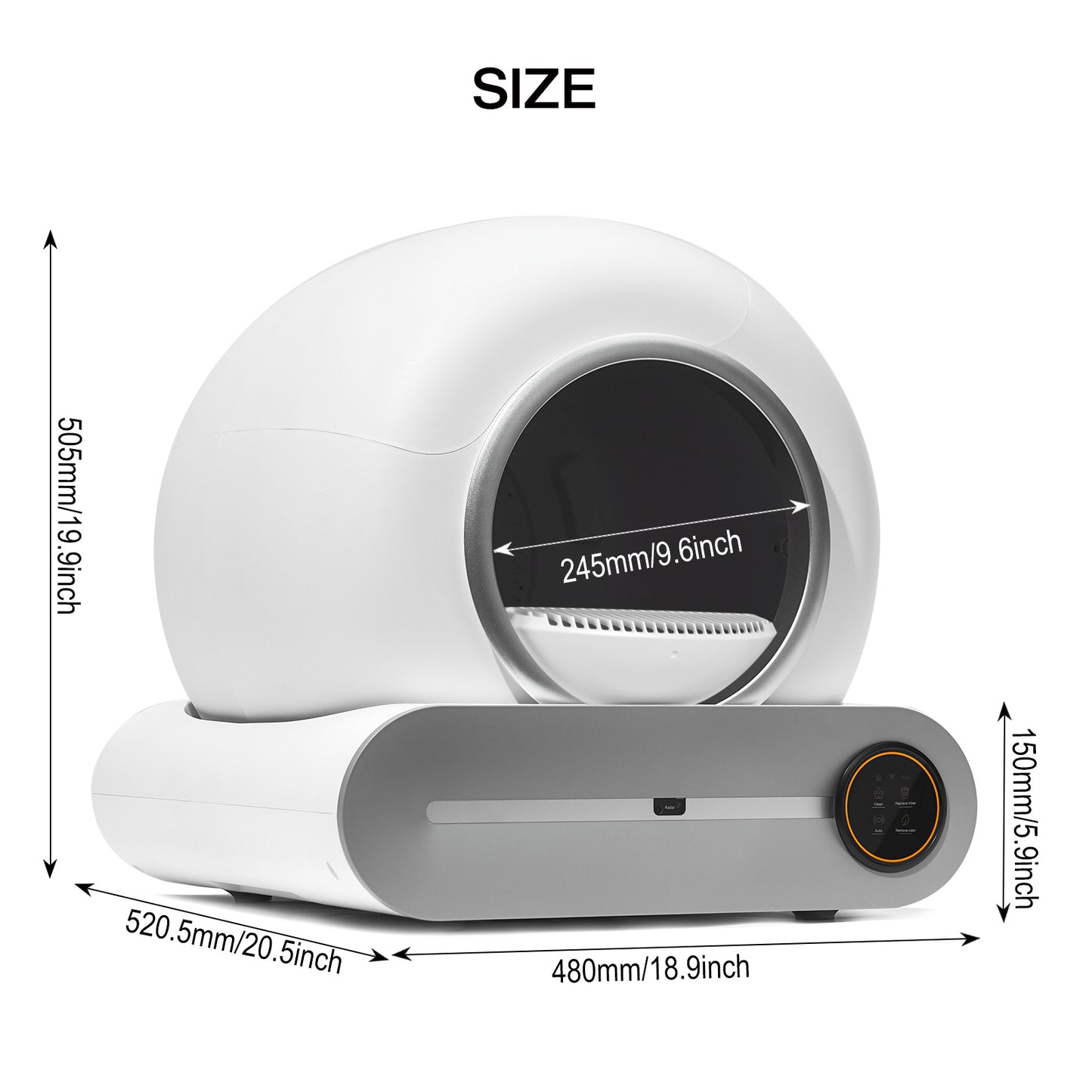 Self-cleaning litter box with automatic scooping, deodorization, and WiFi control, perfect for hassle-free cat care size
