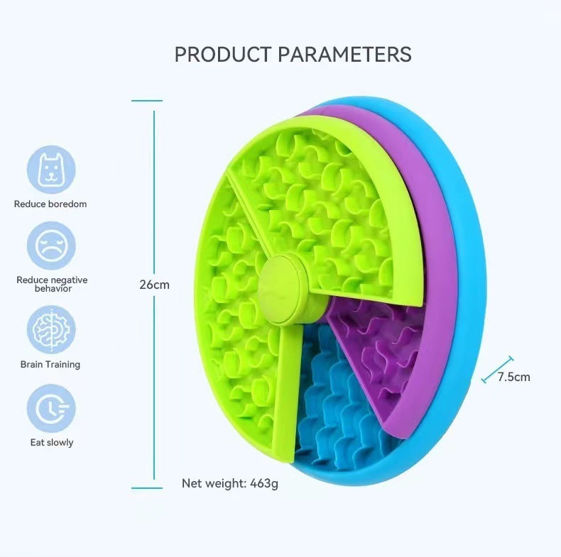Product parameters of a colorful pet toy with text on a white background