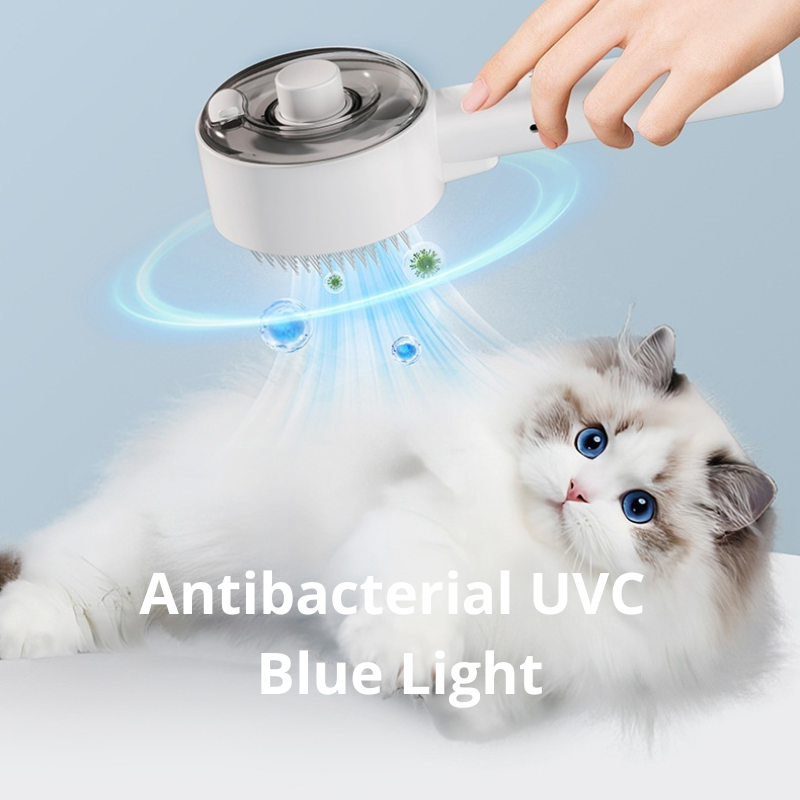 UV pet grooming brush with mist for dogs and cats antibacterial uvc
