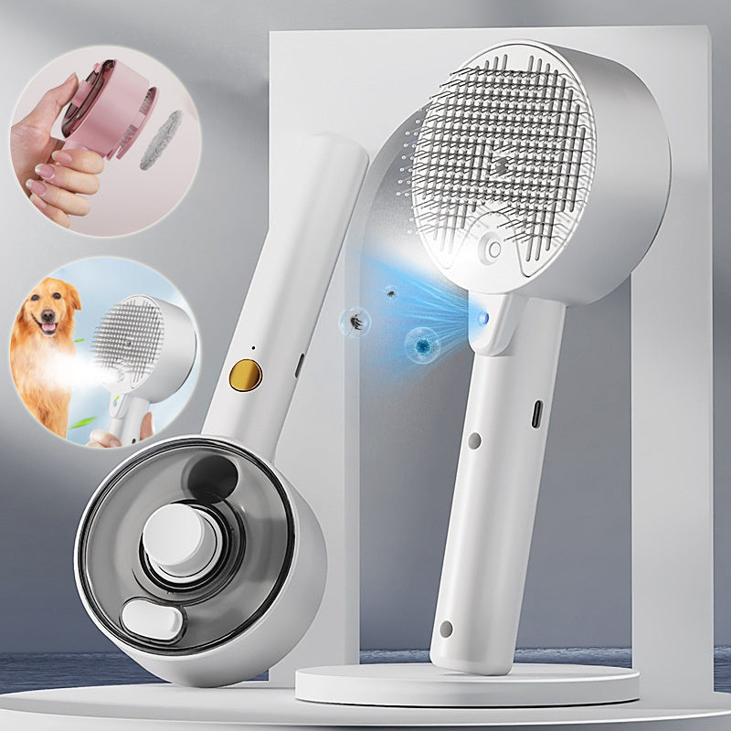UV pet grooming brush with mist for dogs and cats cover image