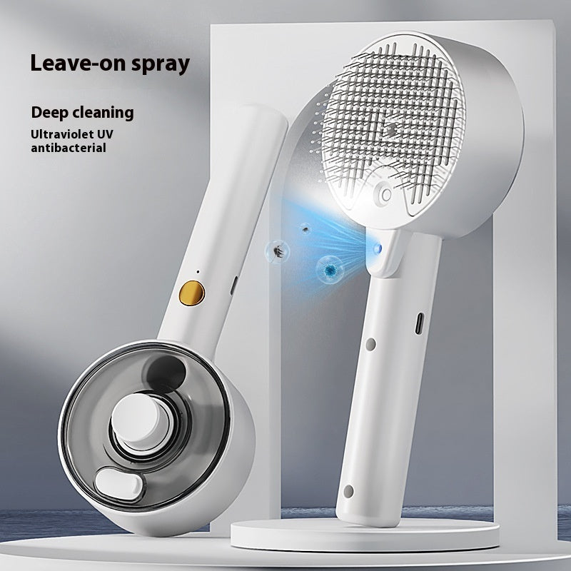 UV pet grooming brush with mist for dogs and cats leave on spray