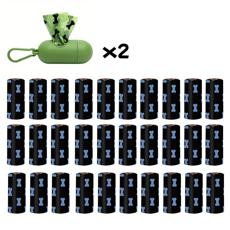 Eco-Friendly Biodegradable Dog Poop Bags & Dispenser – leak-proof and eco-friendly waste solution 30 rolls and 2 box black