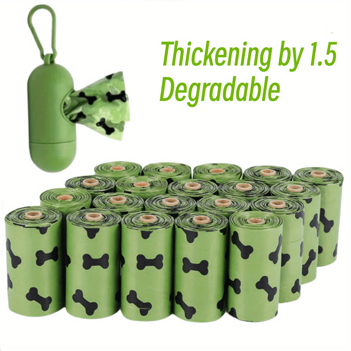 Eco-Friendly Biodegradable Dog Poop Bags & Dispenser– leak-proof and eco-friendly waste solution thickening by 1.5 degradable