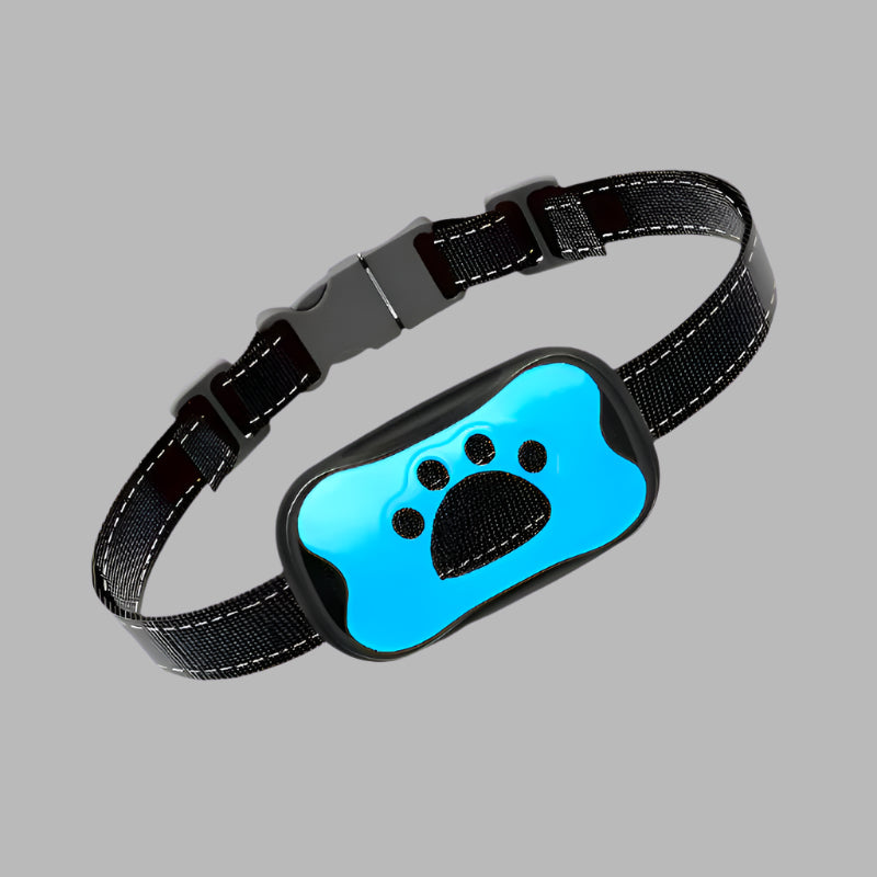 Blue Smart No Bark Dog Collar for dogs, featuring sound and vibration technology