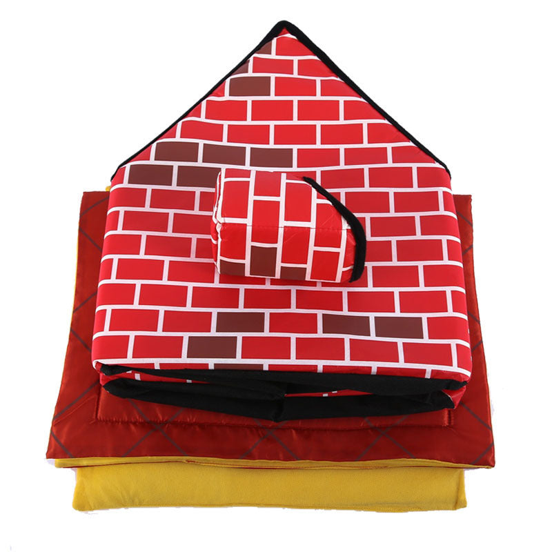 Chimney Villa Pet House folded, compact and easy to store, cozy indoor bed for cats and small dogs.
