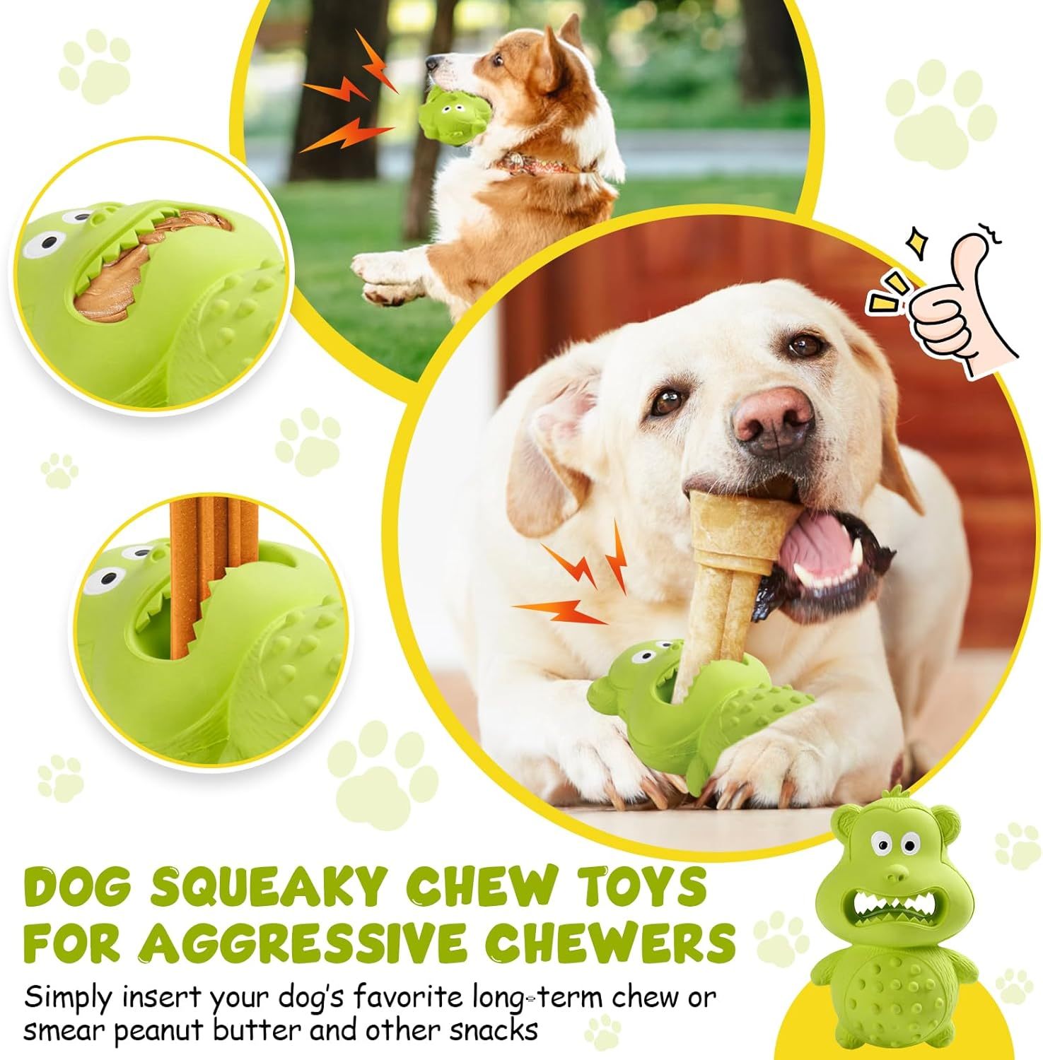 A dog enjoying a treat-filled Best Dog Chew Toy perfect for aggressive chewers, keeping them engaged and entertained while chewing
