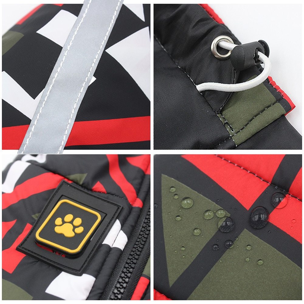 Close-up of high-quality waterproof dog vest with premium zipper and materials.