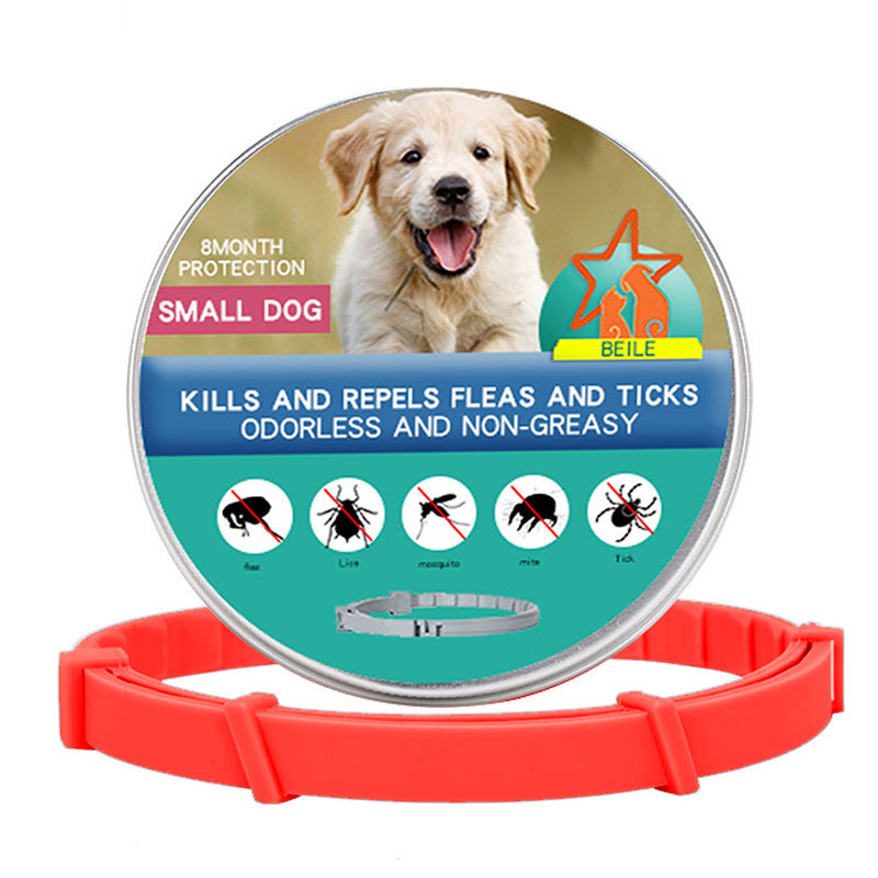 Natural flea and tick collar for small dogs, waterproof and long-lasting protection orange variant