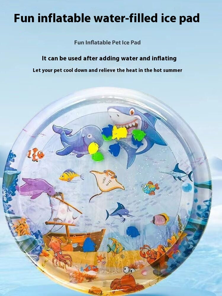 Fun inflatable water-filled Cooling Pet Bed for pets, providing a cool and refreshing experience for your furry friend.