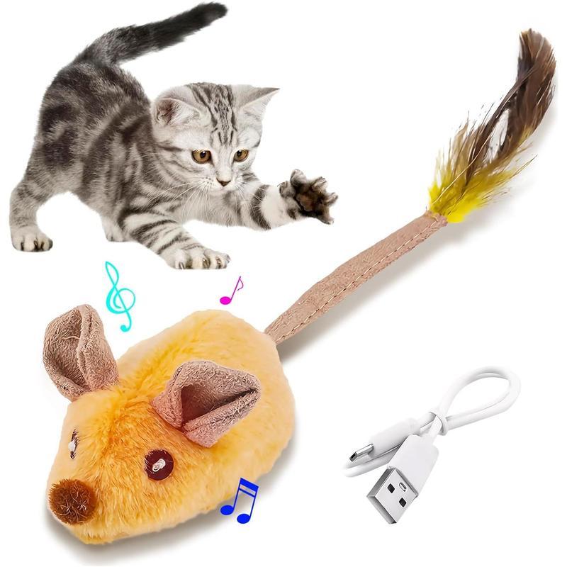 Interactive LED Cat Toy in yellow, featuring USB rechargeable, automatic movement, and LED lights to engage your cat in interactive play