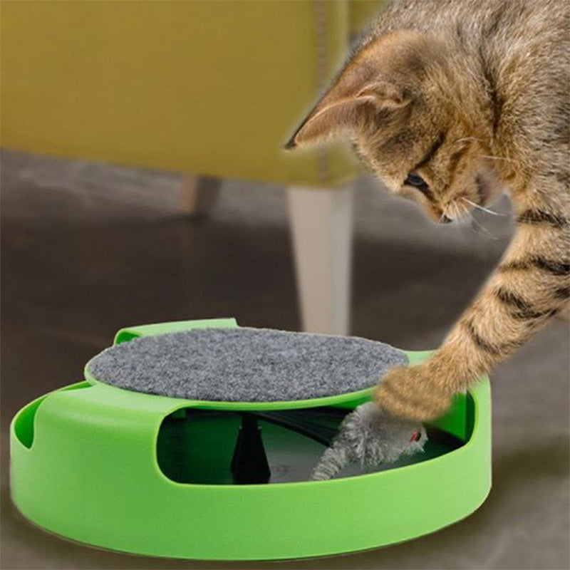 Interactive green mouse Cat Scratch Board Toy with built-in scratch board for kittens cat playing mouse