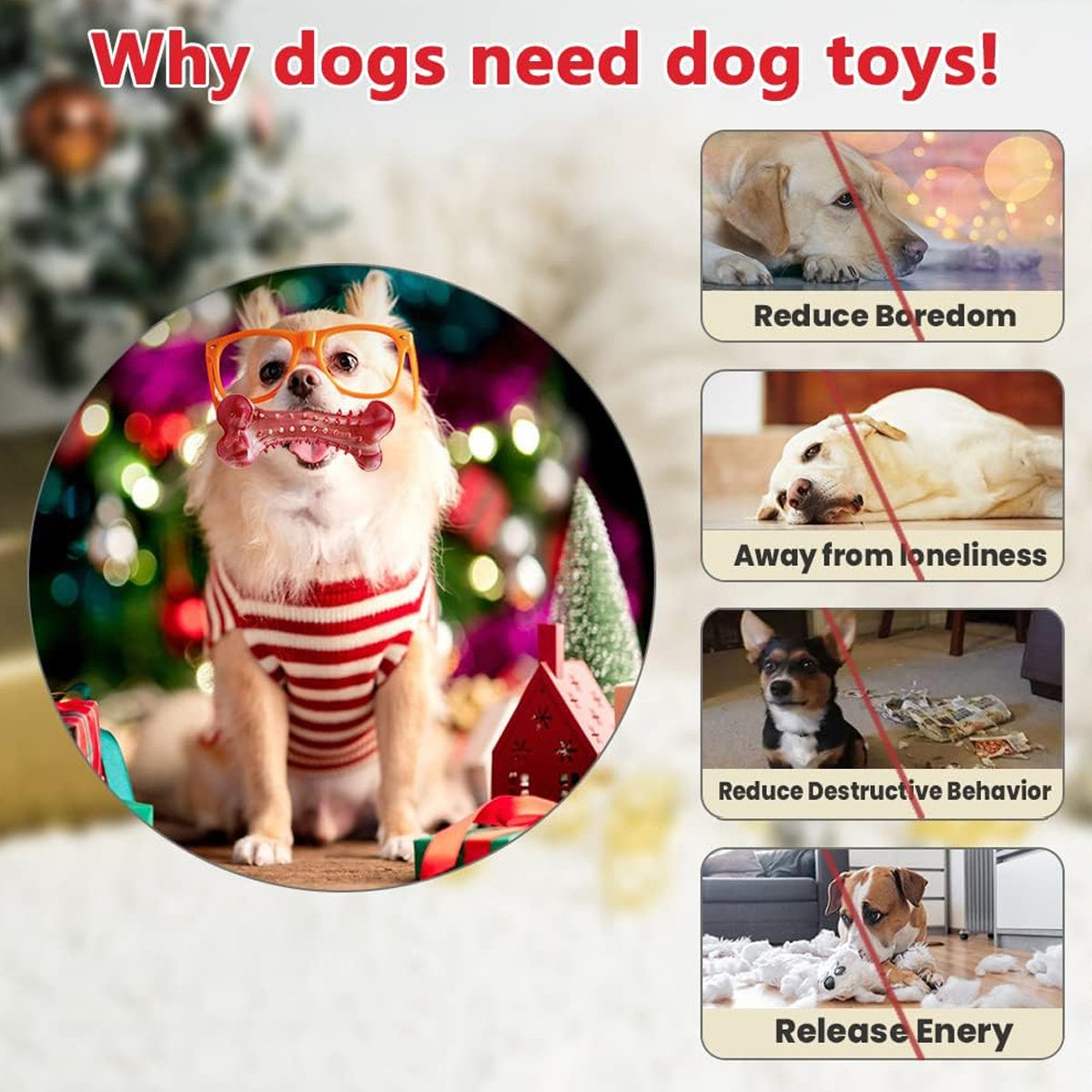 Red bone-shaped Natural Rubber Chew Toy for Heavy Chewers with meat flavor, durable for teething and aggressive chewers many benefits