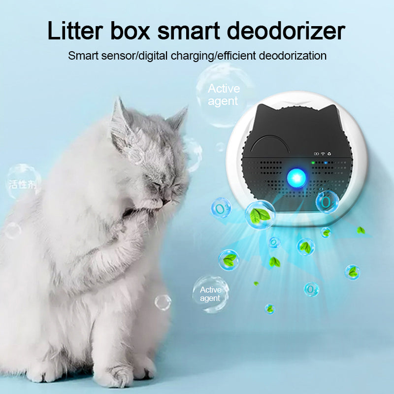 Pet deodorizer and litter box odor eliminator for cat urine with smart ozone air purifier smart sensor