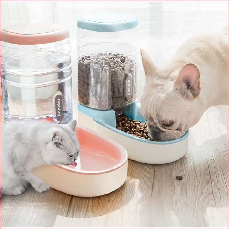 Automatic Pet Feeder and Drinking Fountain. Pet Feeding. - Happy Pets