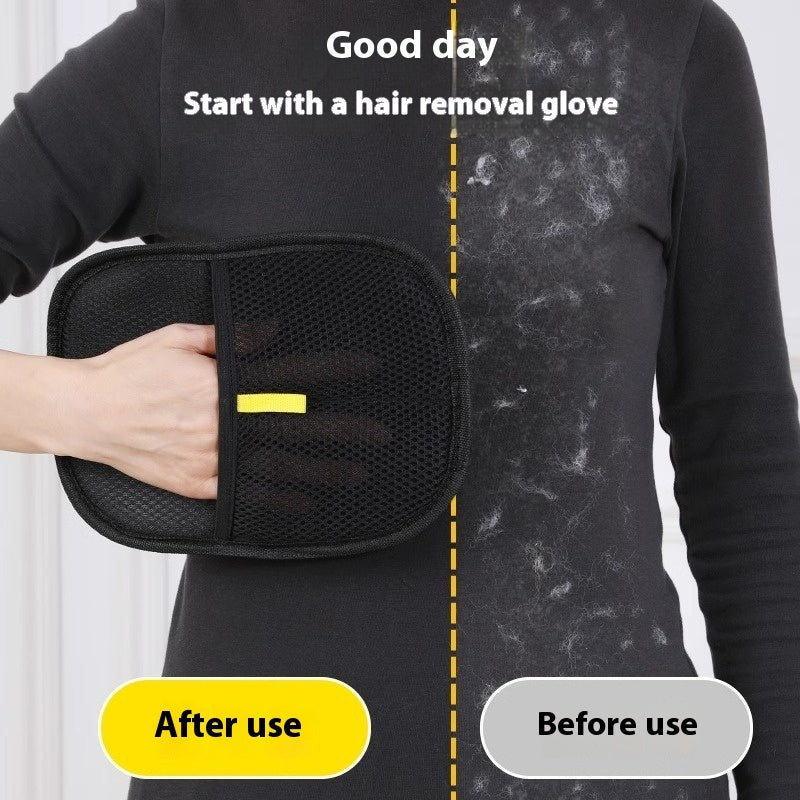 Pet hair remover glove for cats, dogs, and rabbits before and after use