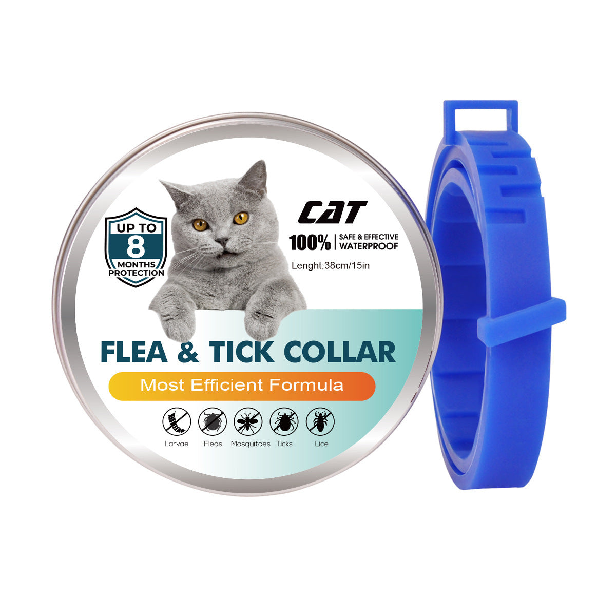 Essential Oil Flea Collar for cats, essential oil flea removal blue variant