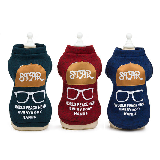 Pet Clothes for Dogs and Cats in green, red, and blue on small dogs