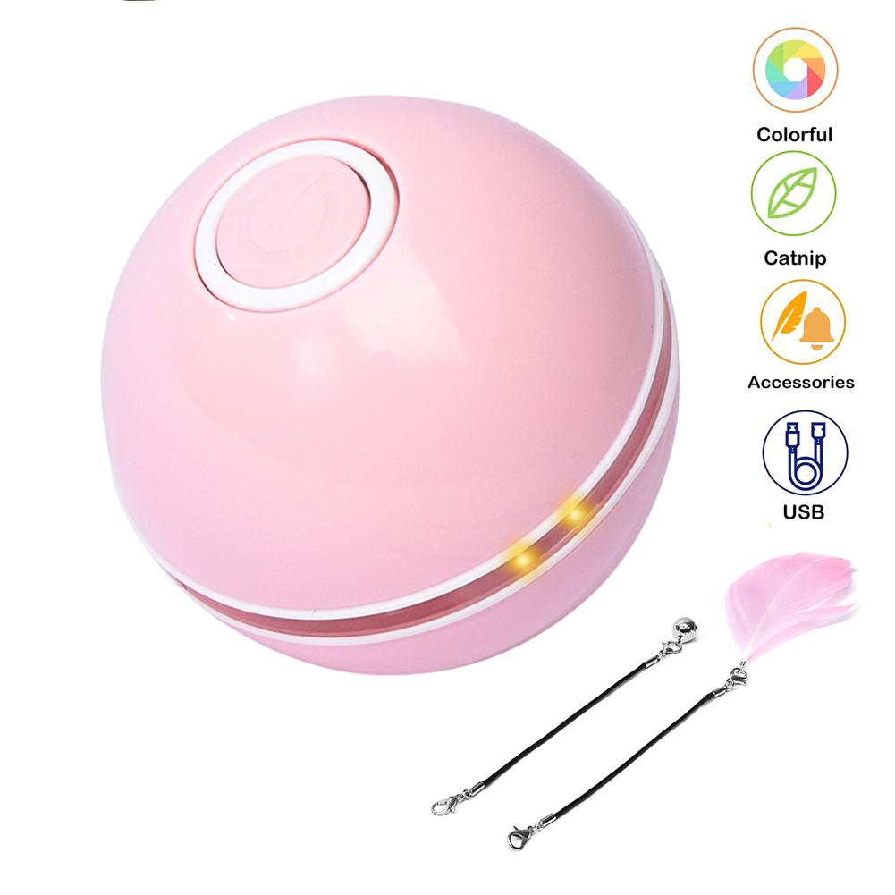 Pink USB variant LED pet toy ball on a surface, perfect for cats