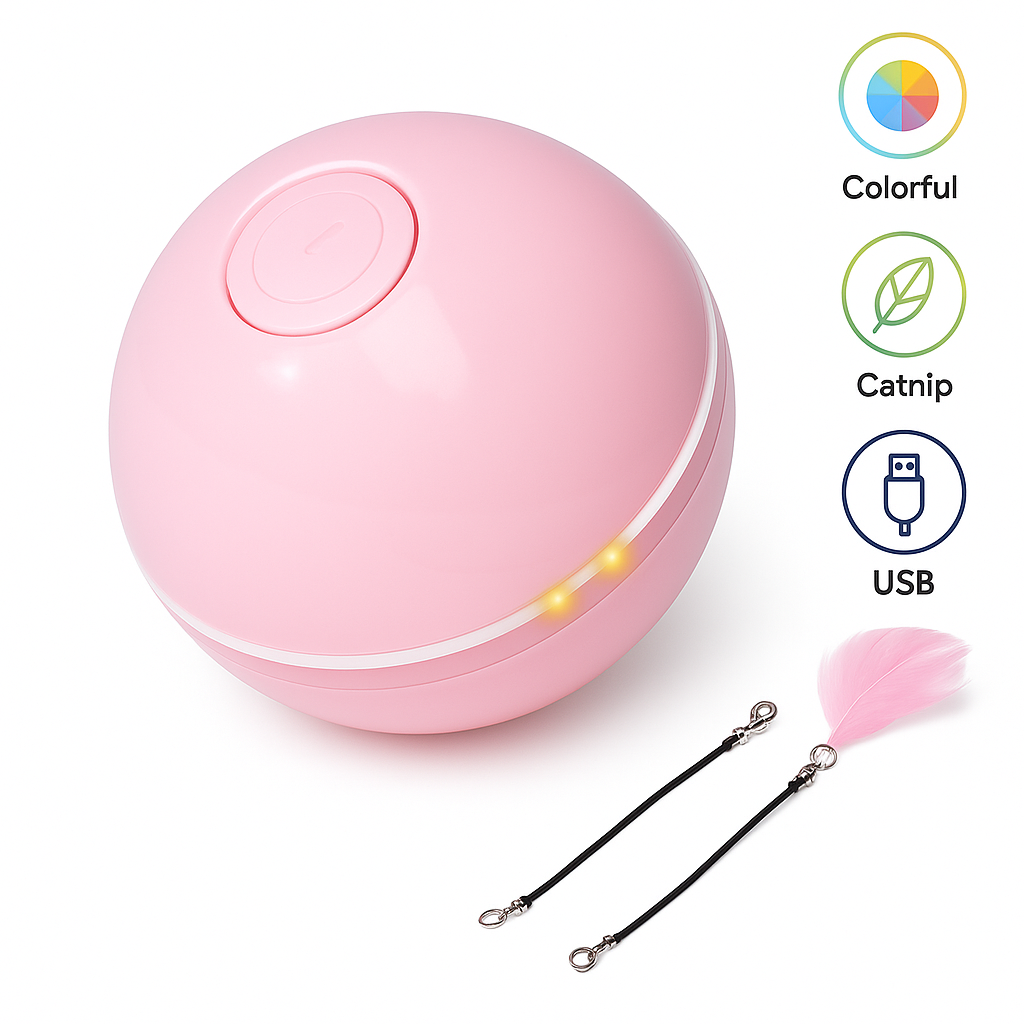 Pink ball with attachments on a white background