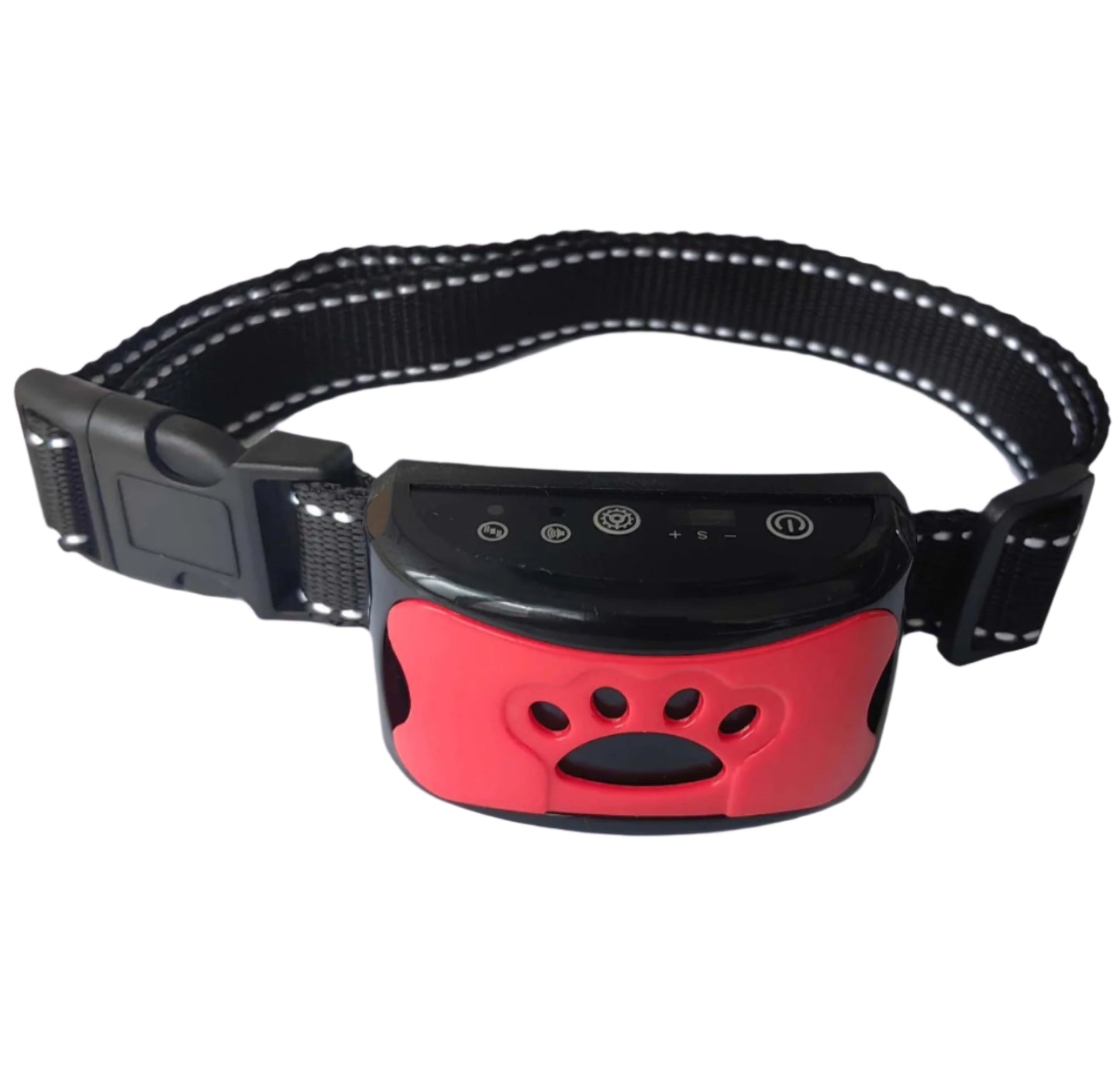 Red Smart No Bark Dog Collar displayed, highlighting its design and functionality for effective barking correction.