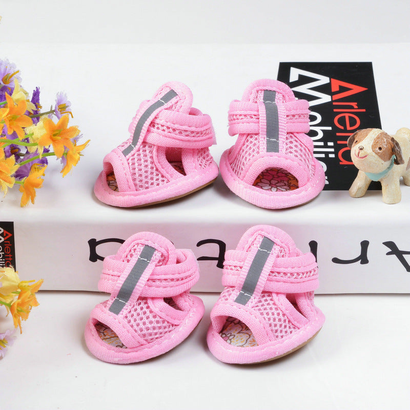 Pink small dog shoes with a high-top design, waterproof material, and anti-slip sole for added comfort and paw protection.