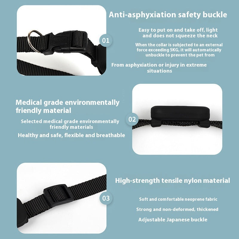 Smart GPS Pet Collar on a cat – waterproof and Bluetooth-enabled for real-time tracking and anti-lost protection benefits