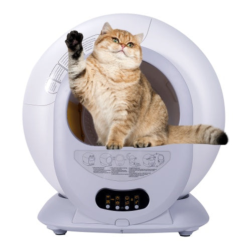 Smart self-cleaning litter box with automatic scooping, odor control, and app connectivity for cats cover image