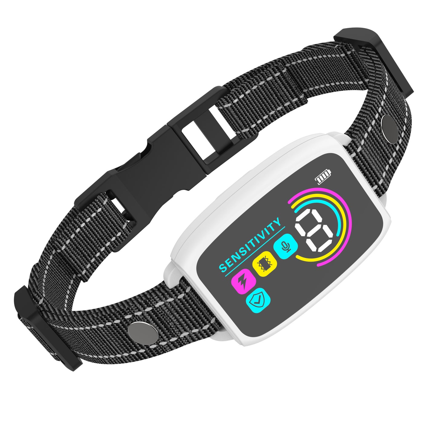 Smart Rechargeable Anti-Bark Dog Collar variant white picture close up
