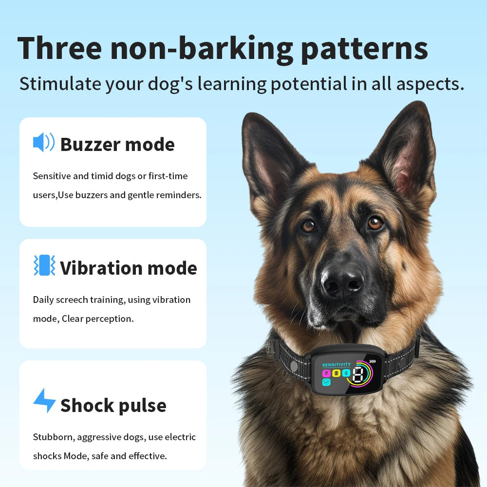 picture of Smart Rechargeable Anti-Bark Dog Collar stimulates your dog s learning potencial in all aspects