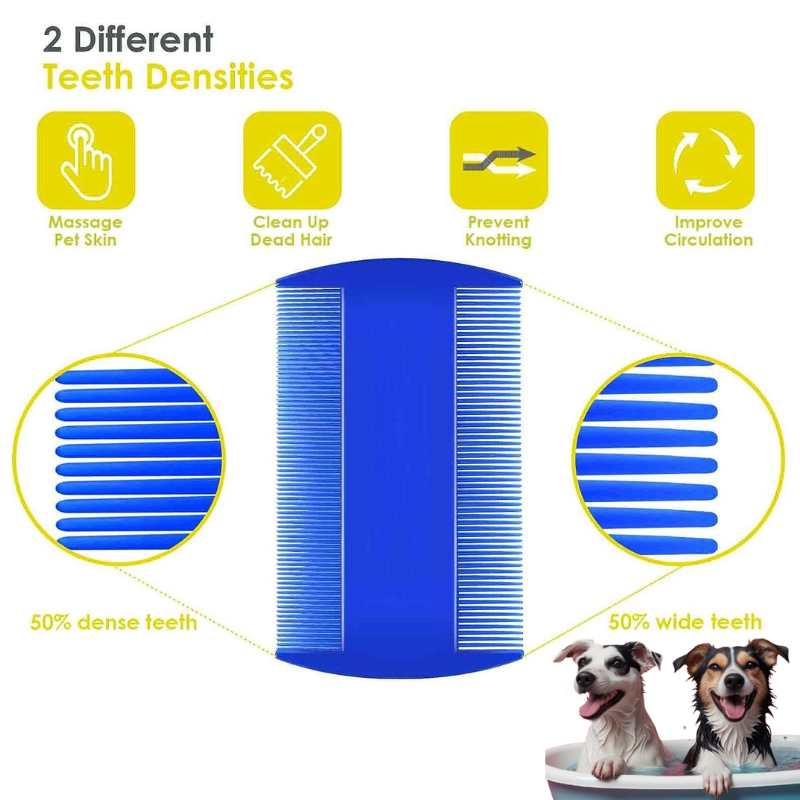 Stainless Steel Flea Comb Set dense gear blue flea comb set for cats and dogs grooming two different teeth densities