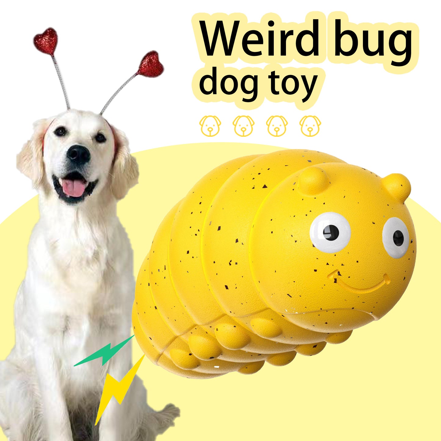 Weird bug-shaped Durable Teething Pet Toy durable and safe squeaky toy for puppies and small dogs, great for dental cleaning and play a dog playing happy
