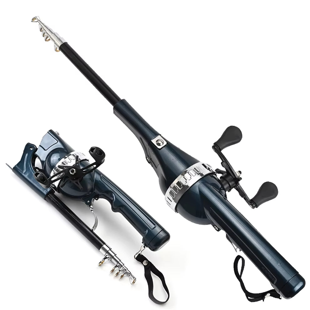 Fishing rod and reel set on a white background