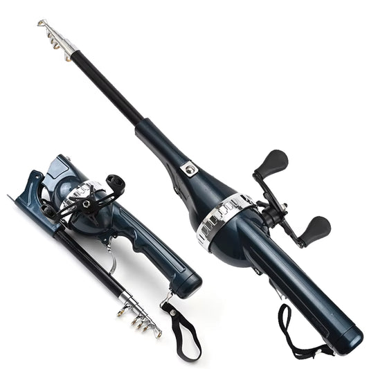Fishing rod and reel set on a white background