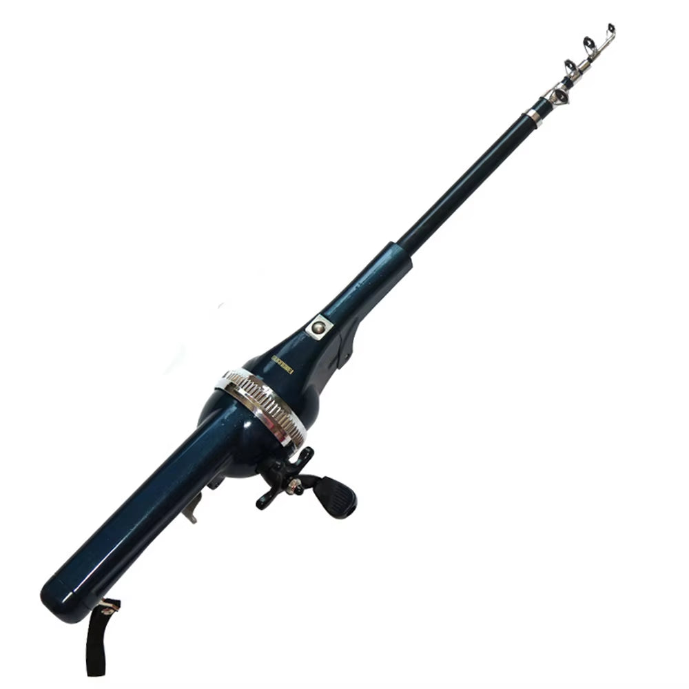 Blue fishing rod on a white background