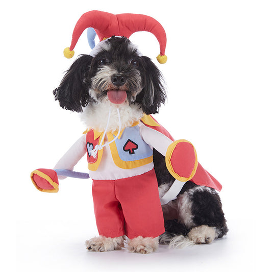 Red Heart Clown Dog Costume – Halloween Pet Outfit