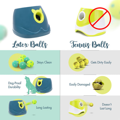 Comparison chart of latex balls and tennis balls for dog toys, highlighting pros and cons.