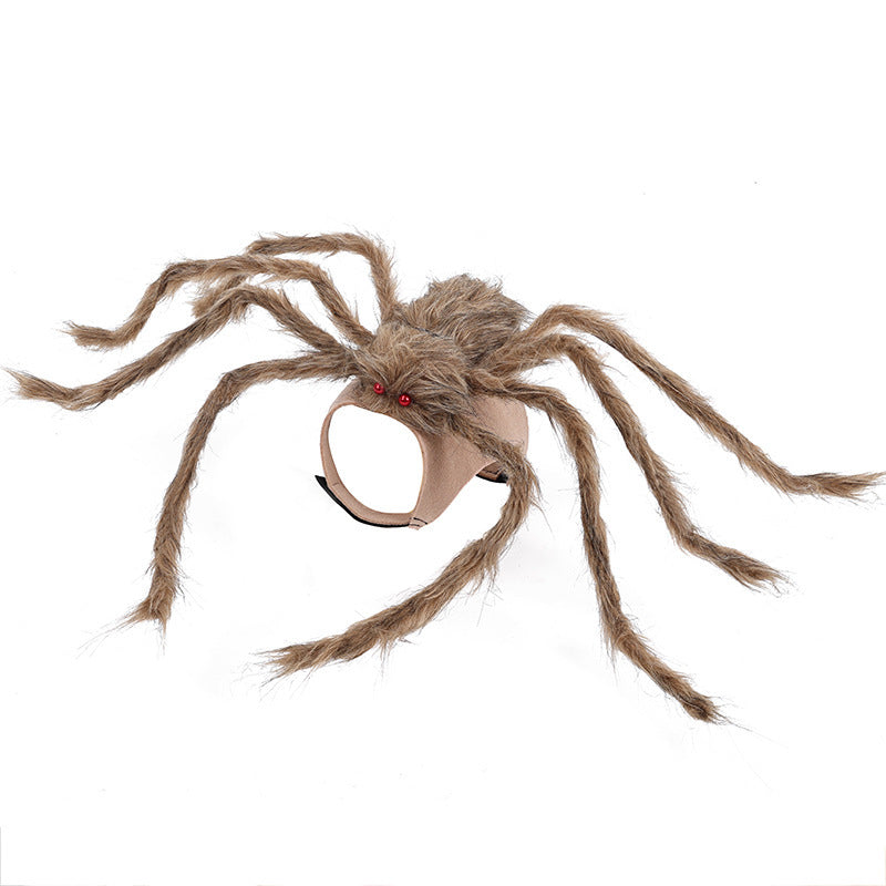 Spider-shaped toy with a mask on a white background