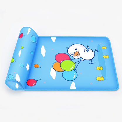 Cooling dog mat with pillow happy pets, BLUE in a white background