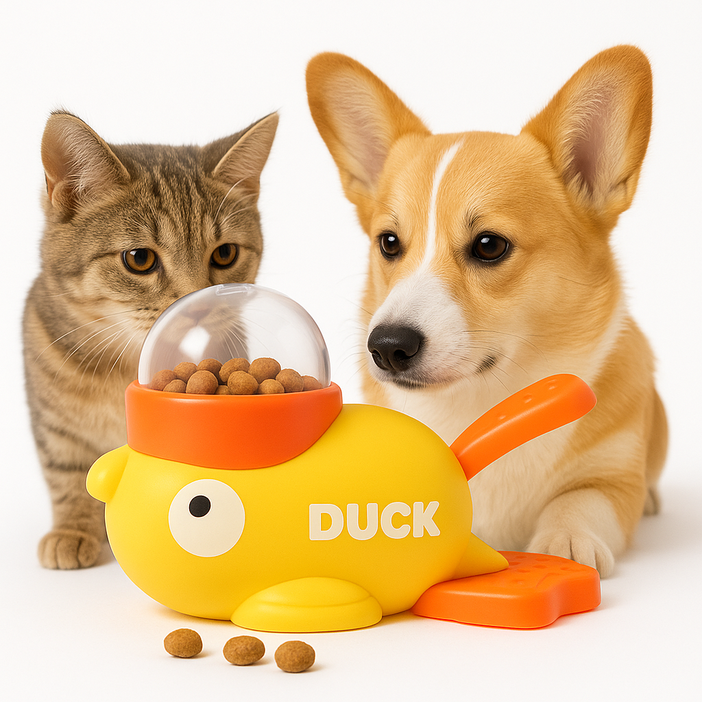 Dog Treat Dispenser - Duck Puzzle Toy for Dogs and Cats - Happy Pets