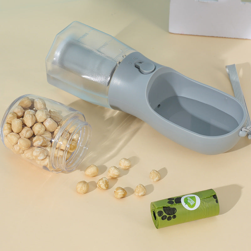 Dog Water Bottle — Filter, Food & Bags on a beige surface