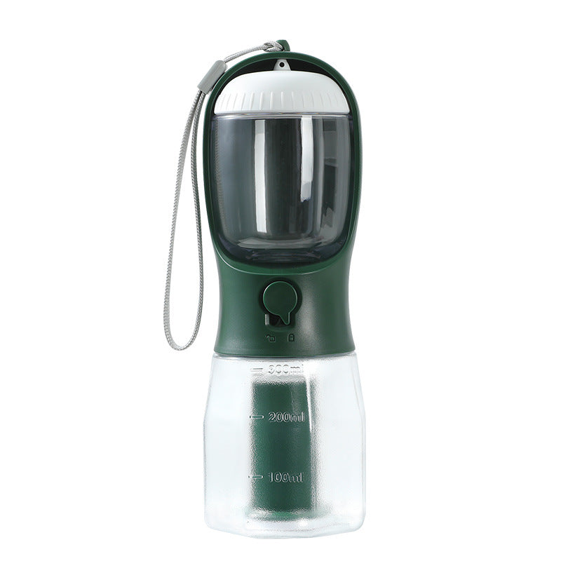 Green Dog Water Bottle — Filter, Food & Bags with a strap on a white background